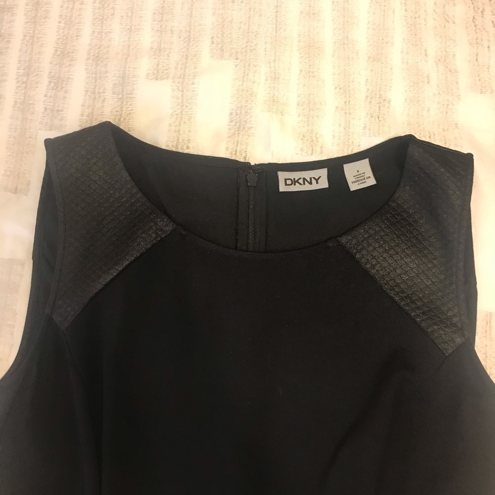 Sleeveless black midi dress from DKNY